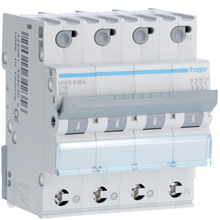 HAGER MWS616A AUTOMAAT 3KA C 3P N 16A