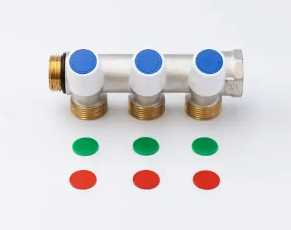 1100064792 WP collector met ingebouwde regelkranen met indicatoren (rood/blauw/groen) 3/4 - 3 x EK3/4M