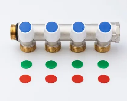 1100064793 WP collector met ingebouwde regelkranen met indicatoren (rood/blauw/groen) 3/4 - 4 x EK3/4M