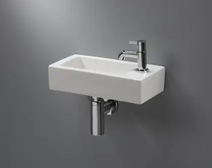 1564403 Liv handenwasser porselein 365 x 185 x 90 mm - wit - met kraangat rechts - zonder overloop