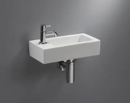 1564915 Liv handenwasser porselein 365 x 185 x 90 mm - wit - met kraangat links - zonder overloop