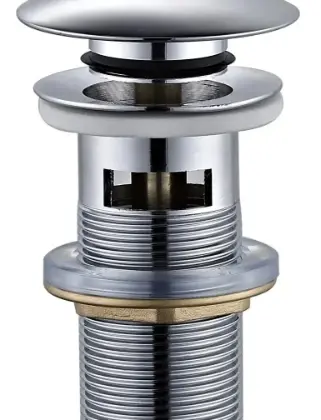 1565054 standard afvoerplug 5/4 x 70 mm - chroom - Click-Clack - met overloop