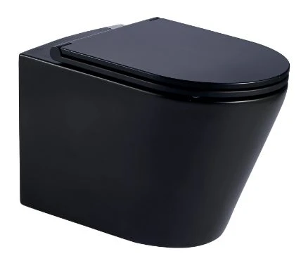 Brio hangtoilet PACK (hangtoilet + zitting) 360 x 520 mm - zonder spoelrand - softclose - quick release - zwart mat 1724560