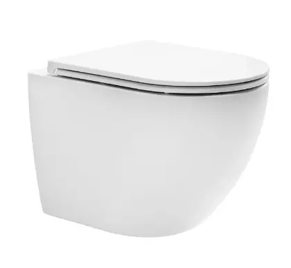 1936843 Maki hangtoilet cycloneflush rimless PACK (hangtoilet + zitting met softclose) - zonder spoelrand - wit mat - 520 x 365 mm