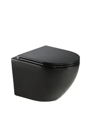 1936845 Maki hangtoilet cycloneflush rimless PACK (hangtoilet + zitting met softclose) - zonder spoelrand - zwart mat - 520 x 365 mm
