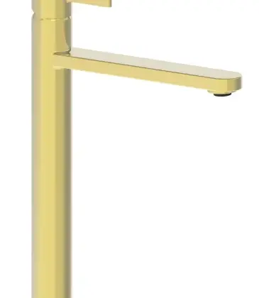 1952081 Vivo verhoogde wastafelmengkraan met coldstart - rechte uitloop - zonder lediging - Brushed Gold PVD - goud mat PVD