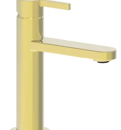 Vivo wastafelmengkraan met coldstart - rechte uitloop - zonder lediging - Brushed Gold PVD - goud mat PVD 1952108