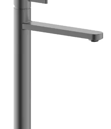 1952136 Vivo verhoogde wastafelmengkraan met coldstart - rechte uitloop - zonder lediging - Gun Metal PVD - staal mat PVD