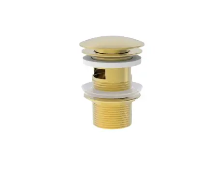 1952145 Vivo afvoerplug met overloop - click-clack - open plug - Brushed Gold PVD - goud mat PVD