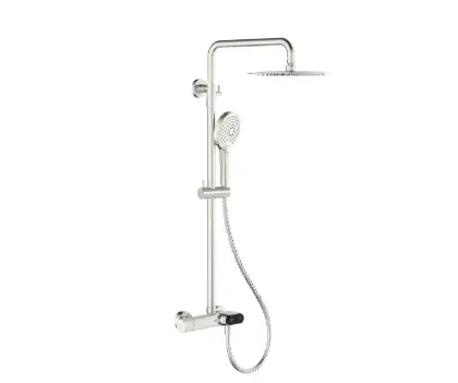 1952205 Vivo 3.0 showerset met druktoets - douchethermostaat met hoofd- en handdouche - Brushed Nickel PVD - geborsteld mat PVD