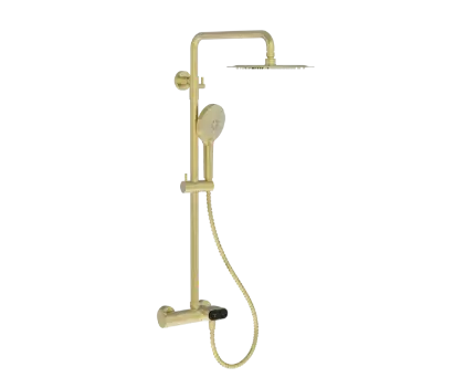 1952207 Vivo 3.0 showerset met druktoets - douchethermostaat met hoofd- en handdouche - Brushed Gold PVD - goud mat PVD