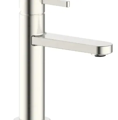 Vivo wastafelmengkraan met coldstart - rechte uitloop - zonder lediging - Brushed Nickel PVD - geborsteld mat PVD 1952226