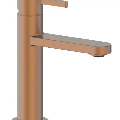 Vivo wastafelmengkraan met coldstart - rechte uitloop - zonder lediging - Brushed Copper PVD - koper mat PVD 1984935