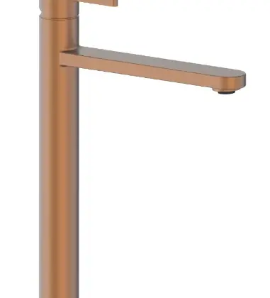 Vivo verhoogde wastafelmengkraan met coldstart - rechte uitloop - zonder lediging - Brushed Copper PVD - koper mat PVD 1984957