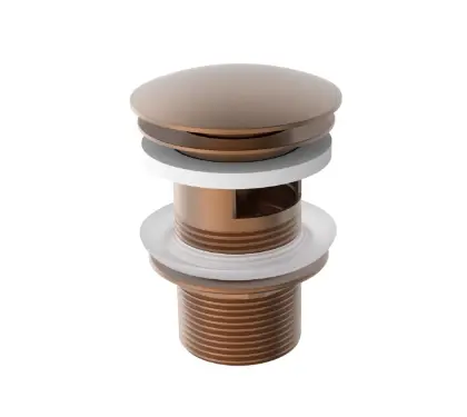 1984977 Vivo afvoerplug met overloop - click-clack - open plug - Brushed Copper PVD - koper mat PVD