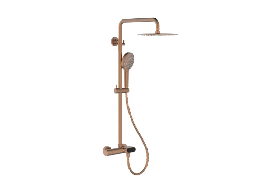 Vivo 3.0 showerset met druktoets - douchethermostaat met hoofd- en handdouche - Brushed Copper PVD - koper mat PVD 1984993