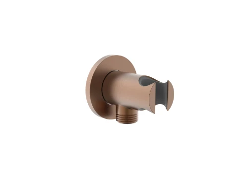 1985001 Vivo muuraansluitbocht met douchehouder 1/2 - Brushed Copper PVD - koper mat PVD
