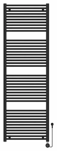 Calore Rondo elektrische handdoekradiator met ronde buizen 1800 x 600 mm - 1000W - incl thermostaat - zwart mat 2005948