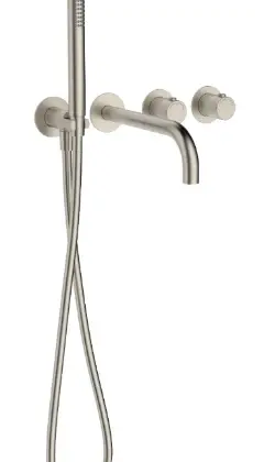 2035353 Vivo afwerkset badthermostaat met omsteller inclusief uitloop & handdouche - Brushed Nickel PVD - geborsteld mat PVD