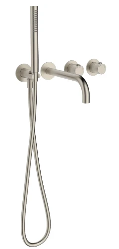 Vivo afwerkset badthermostaat met omsteller inclusief uitloop & handdouche - Brushed Nickel PVD - geborsteld mat PVD 2035353
