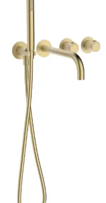 2035379 Vivo afwerkset badthermostaat met omsteller inclusief uitloop & handdouche - Brushed Gold PVD - goud mat PVD
