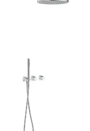 Vivo afwerkset douchethermostaat met omsteller inclusief handdouchegarnituur en hoofddouche 300 mm muuraansluiting - Chroom 2035383