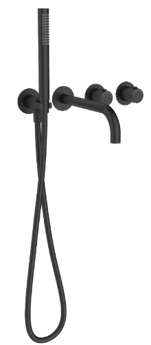Vivo afwerkset badthermostaat met omsteller inclusief uitloop & handdouche - zwart mat PVD 2035401