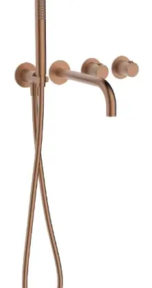Vivo afwerkset badthermostaat met omsteller inclusief uitloop & handdouche - Brushed Copper PVD - koper mat PVD 2035402