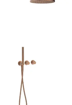 Vivo afwerkset douchethermostaat met omsteller inclusief handdouchegarnituur en hoofddouche 300 mm muuraansluiting - Brushed Copper PVD - koper mat PVD 2035405