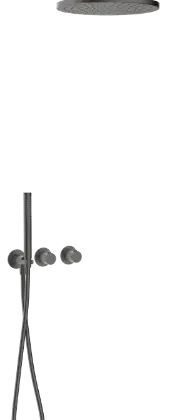 Vivo afwerkset douchethermostaat met omsteller inclusief handdouchegarnituur en hoofddouche 300 mm muuraansluiting - Gun Metal PVD - staal mat PVD 2035407