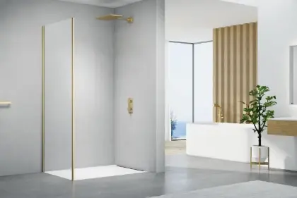 2067804 Free Move zijwand omkeerbaar 1000 x 2000 mm - transparant Clean - Brushed Gold - goud mat