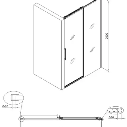 2067820 Free Move schuifdeur omkeerbaar 1600 x 2000 mm - transparant Clean - Gun Metal - staal mat
