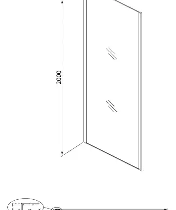 2067824 Free Move zijwand omkeerbaar 1000 x 2000 mm - transparant Clean - Gun metal - staal mat