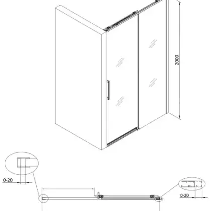 2067829 Free Move schuifdeur omkeerbaar 1400 x 2000 mm - transparant Clean - chroom