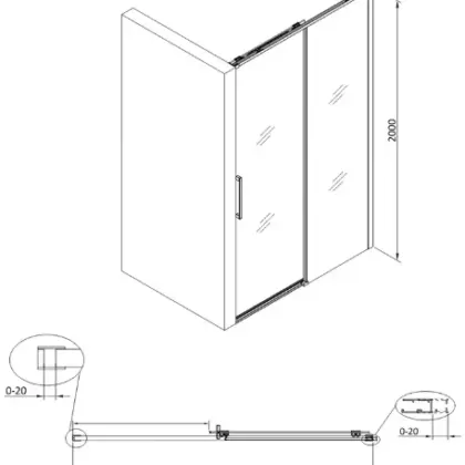 2067845 Free Move schuifdeur omkeerbaar 1600 x 2000 mm - transparant Clean - Brushed Nickel - geborsteld mat
