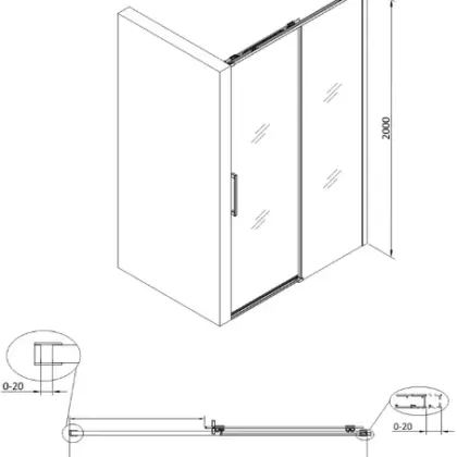 2067869 Free Move schuifdeur omkeerbaar 1600 x 2000 mm - transparant Clean - chroom