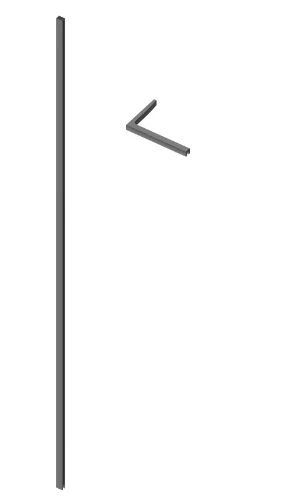 2067870 Open Wall 2.0 muurprofiel + haaks stabilisatieprofiel links 160 x 250 mm - Gun Metal - staal mat - voor wanden t/m 1200 mm - voor wanden t/m 1200 mm
