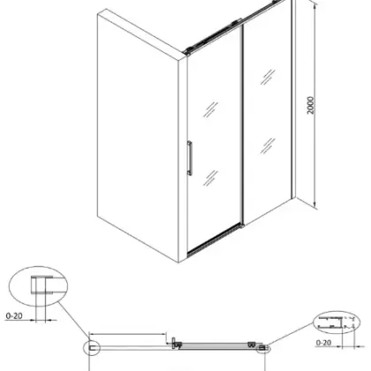2067892 Free Move schuifdeur omkeerbaar 1200 x 2000 mm - transparant Clean - chroom