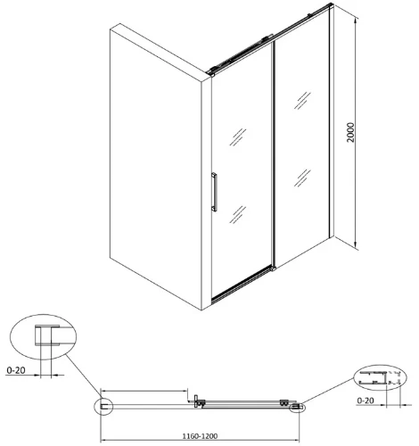 Free Move schuifdeur omkeerbaar 1200 x 2000 mm - transparant Clean - chroom 2067892