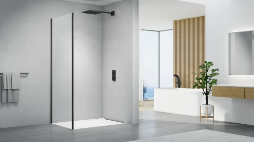 Free Move zijwand omkeerbaar 1000 x 2000 mm - transparant Clean - zwart mat 2067901