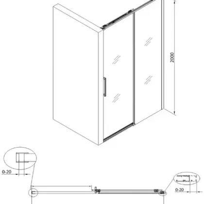 2067906 Free Move schuifdeur omkeerbaar 1600 x 2000 mm - transparant Clean - zwart mat