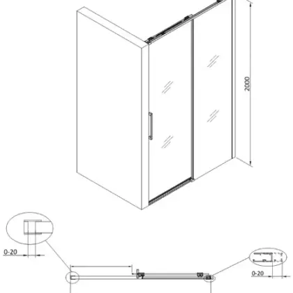 2067915 Free Move schuifdeur omkeerbaar 1200 x 2000 mm - transparant Clean - Gun Metal - staal mat