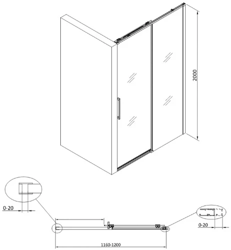 Free Move schuifdeur omkeerbaar 1200 x 2000 mm - transparant Clean - Gun Metal - staal mat 2067915