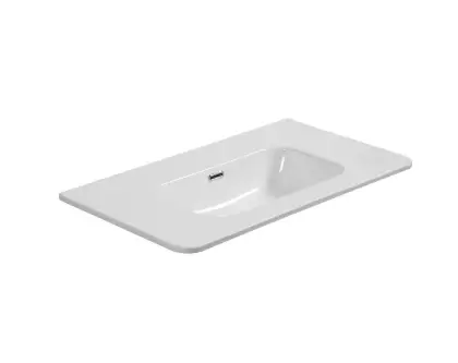 2070037 Klaire Round wastafelblad 800 x 465 mm - zonder kraangat - met overloop -  wit