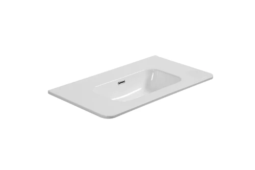 Klaire Round wastafelblad 800 x 465 mm - zonder kraangat - met overloop - wit 2070037
