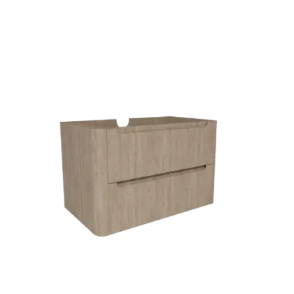 2070047 Klaire Round vlakke wastafelonderkast met 2 laden 800 x 450 x 500 mm - eiken
