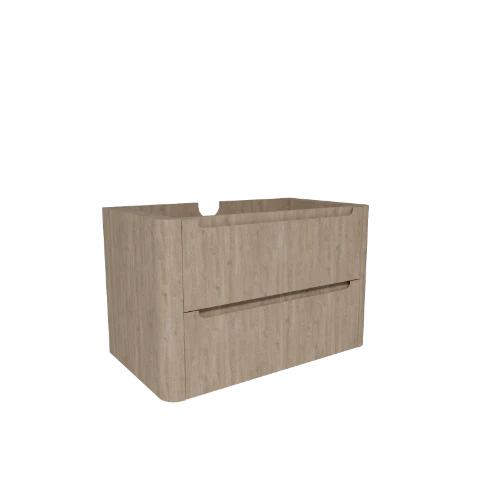 Klaire Round vlakke wastafelonderkast met 2 laden 800 x 450 x 500 mm - eiken 2070047