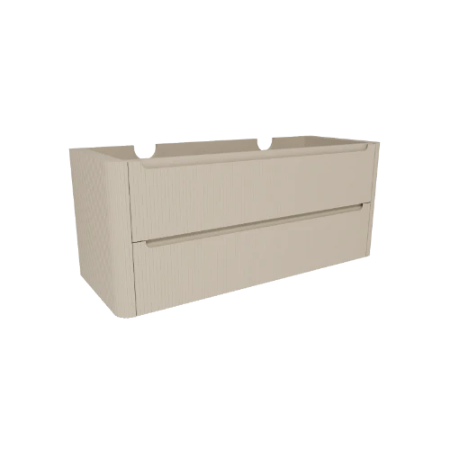Klaire Round ribbel wastafelonderkast met 2 laden 1200 x 450 x 500 mm - zand mat 2070050