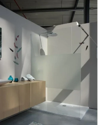 Open Wall douchewand 1570 x 2000 mm - chroom  - transparant veiligheidsglas behandeld - intimi zone - inclusief traverse 1200 mm 210.160.002.PL
