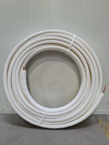 Airco II Twin geisoleerde koper koelleiding 1/4 x 1/2 (rollengte 20m) - wit - met isolatie 9mm Pe-X - prijs per meter - verkoop per rol 21028068270